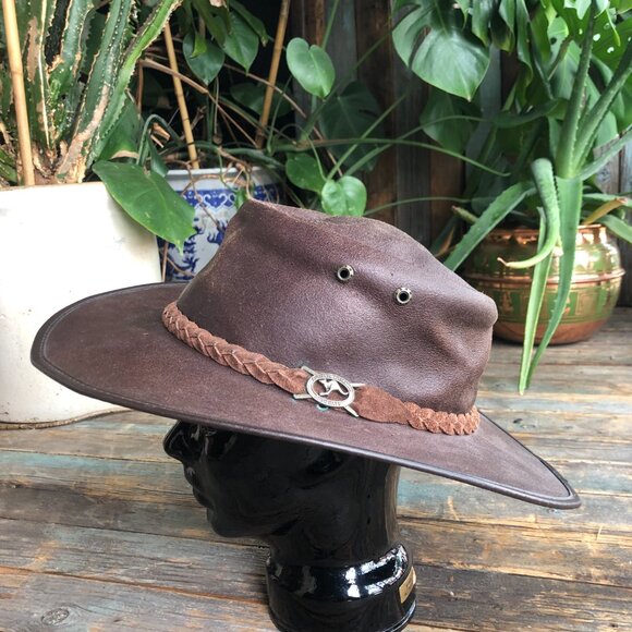 Grizzly Hatters Oiled Leather Australian Bush Hat , Outback Hat Size XXL - Picture 2 of 10